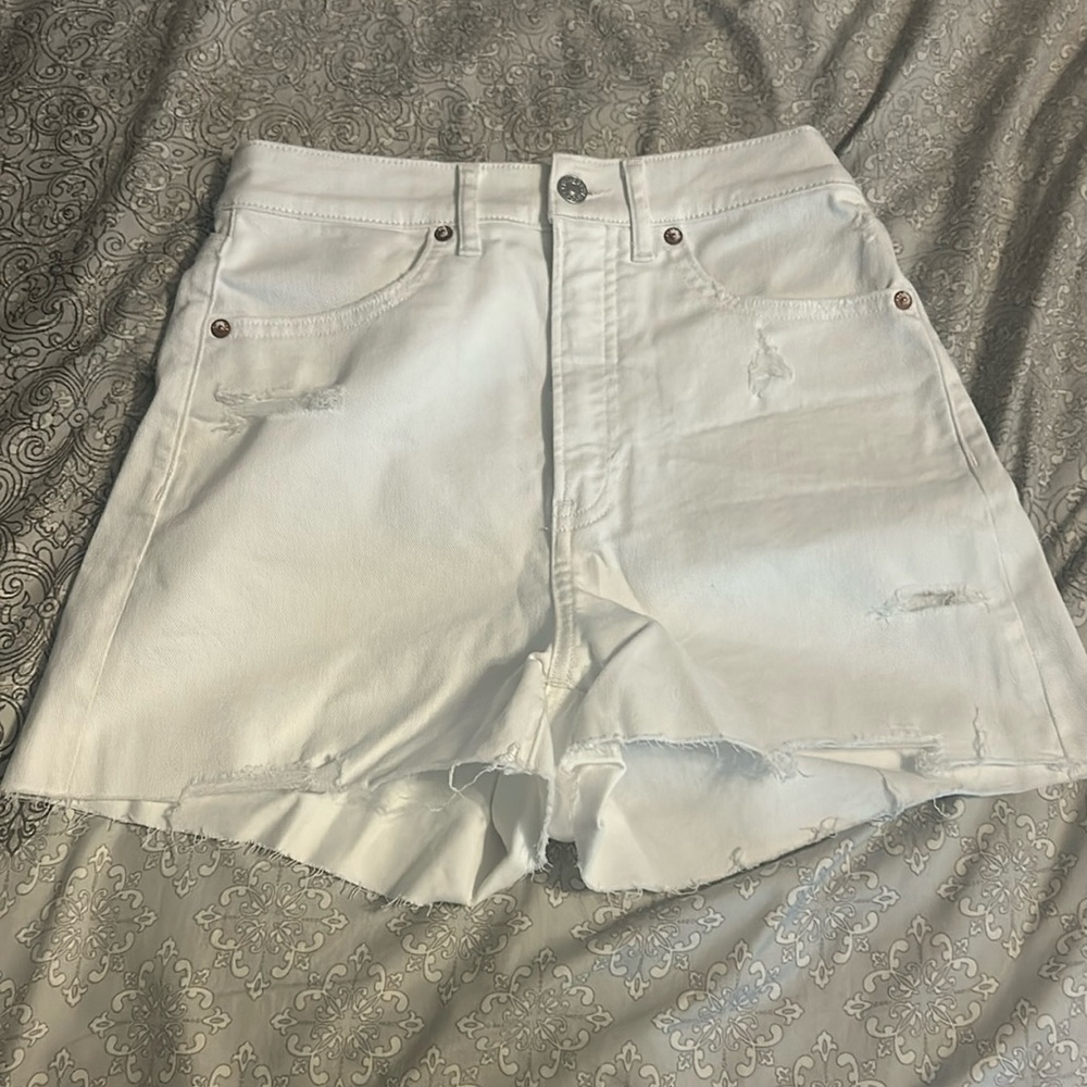 White High Rise Jean Shorts